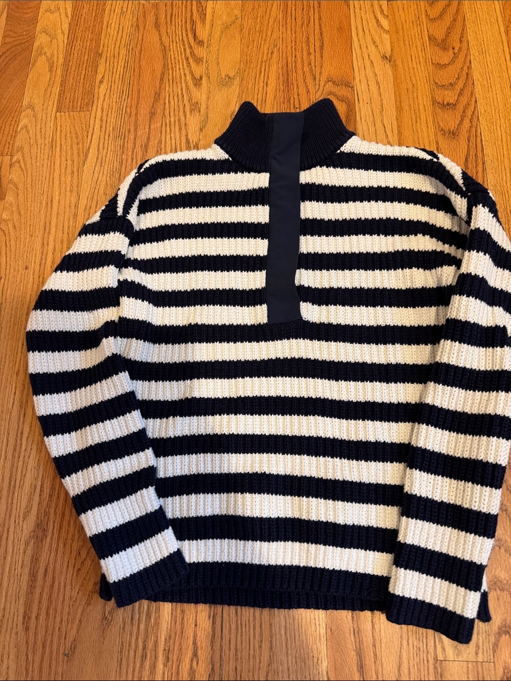 Outerknown brand XS striped half zip sweater